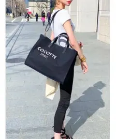 ソワールイブニングココットパリ ロゴ キャンバス トートバッグ L