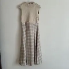 CELFORD ノースリーブ チェック柄 ロングワンピース 36