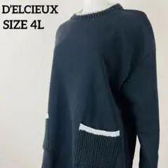 D'ELCIEUX   デリシュー　セーター　大きい  未使用　黒　4L【91】