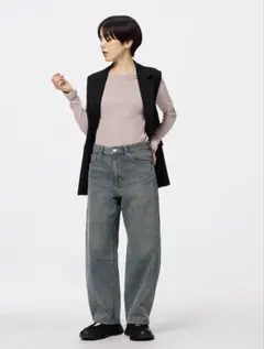 ＧＵ WOMEN バレルレッグ ジーンズ B+EC（丈短 ）XL 1