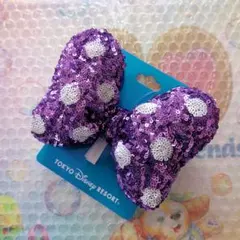 ディズニー ランド　ミニー　ヘアポニー　スパンコール　✨むらさき✨