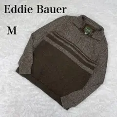 【美品】 Eddie Bauer ハーフジップ コットン ニット ボーダー M