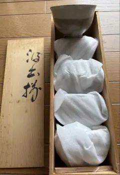 仙山窯 安藤 日出武作（人間国宝）】白色四角形陶器 木箱付き 五個