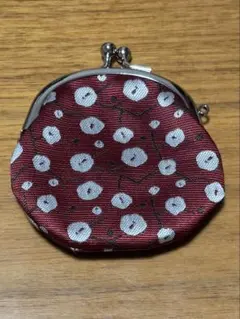 赤色花柄がま口コインケース