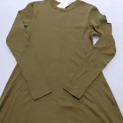 値下げ 新品 ユニクロ リブフレアワンピース オリーブ М