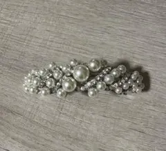 ヘアバレッタ パール ラインストーン フォーマル 結婚式 入学式 卒業式