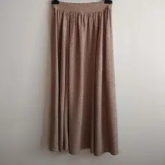 GAP フレアロングスカート ベージュ ドット柄