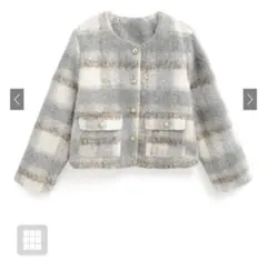 未使用 GRL チェック柄シャギージャケット[gn358] ショートコート