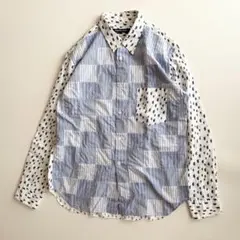 美品✨COMME des GARÇONS パッチワーク シャツ ブルー XS
