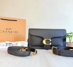 COACH ブラックレザー ショルダーバッグ