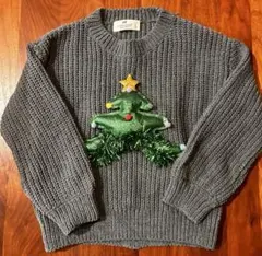 H&M クリスマスツリー　クリスマス セーター 緑 110