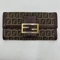 FENDI FF金具 マンマ ズッカ FF キャンバス レザー ブラウン - メルカリ