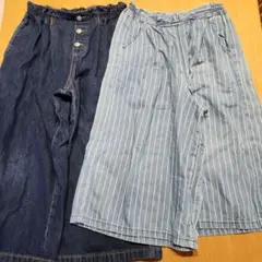 ストライプ デニム ガウチョパンツ 130 150