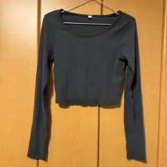 GU ウォッシュドリブクロップドT（長袖） ダークグレー