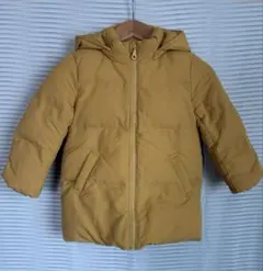 フード付きマスタードダウンコート