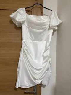 ウェディングドレス ミニドレス ミニ丈ウエディングドレス　結婚式　オフショルダー