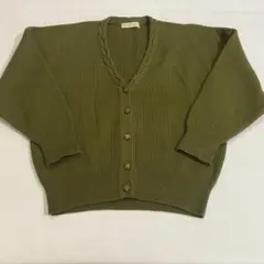 Vintage 昭和レトロ オリーブグリーン カーディガン