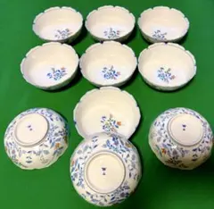 有田焼　西山造　浅鉢揃　10個セット　小鉢　小花柄