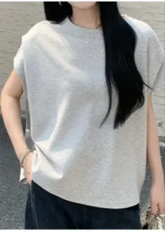 シンプル 半袖Tシャツ グレー ホワイト