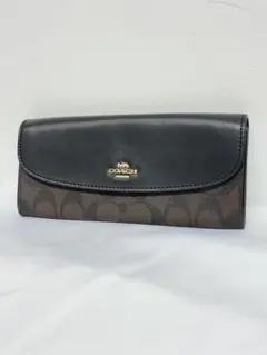COACH コーチ 長財布 シグネチャー PVC レザー ブラウン ブラック