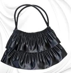 フリルデザイン ブラックパーティーバッグ