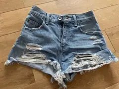 GYDA ラウンドダメージデニムショーパン アイスブルー