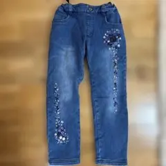 刺繍入りデニムパンツ（猫デザイン）