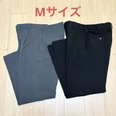 UNIQLO スラックス Mサイズ グレー ブラック ワイド