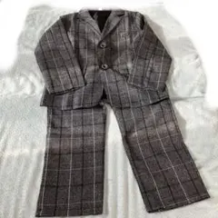 卒園式・入学式男の子用グレー系チェック柄 フォーマルスーツ140cm