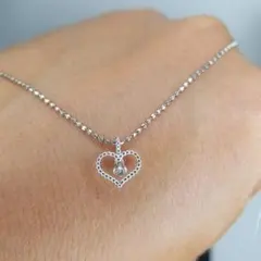 シルバー925ハートデザインペンダントインミラーボールネックレス❤️目玉商品