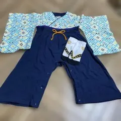 【100cm】袴ロンパース　男の子　和柄着物スタイル 足袋風靴下付き