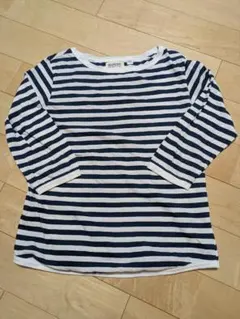 BEAMS BOY ビームスボーイ ボーダー Tシャツ 5分袖 カットソー 紺
