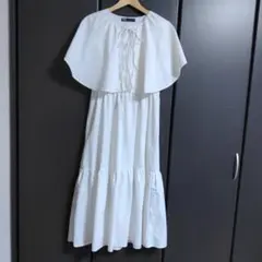 ザラ ZARA ケープ付き ドレスワンピース ロング ティアードワンピース