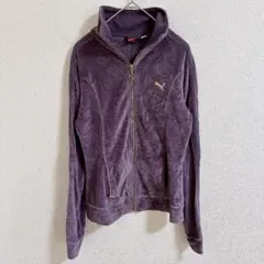 PUMA プーマ ベロア トラックジャケット【S】ジャージ 刺繍ロゴ 紫 金