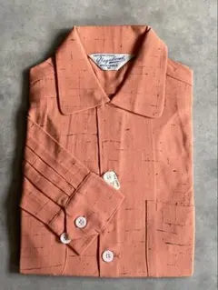 50s デッドストック レーヨンシャツ オレンジ 絣 カラーネップ
