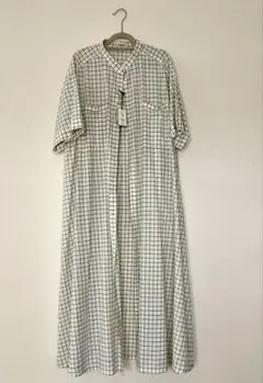 【新品】studioCLIP シングルガーゼチェック シャツワンピース綿100%