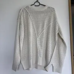 値下げ！867 新品！AMERICAN HOLIC 透かし編み切替えニット　Lのサムネイル
