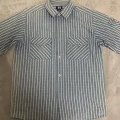 90s 紺タグstussy半袖チェックシャツ