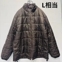 キルティングダウンジャケット フルジップ ブラウン ドローストロング L相当