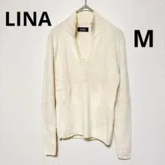 LINA ウール100％ レースデザイン ニットセーター Mサイズ クリーム