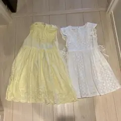 ノースリーブワンピース2着セット（イエロー・ホワイト）120と130