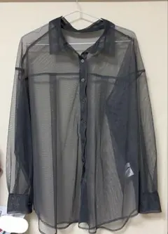 PAGEBOY チュール シアーシャツ 長袖 チャコールグレーのサムネイル