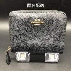 COACH コーチ 二つ折り財布 ラウンドファスナー レザー ブラック