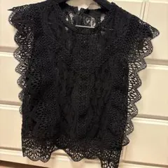 レース ノースリーブ トップス 黒