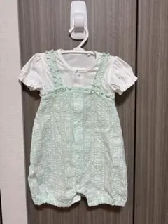 ミントグリーン オーバーオール風 ロンパース