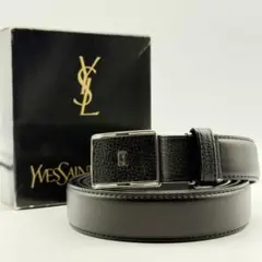 美品✨サンローラン　ベルト　　ロゴ刻印　シルバー金具　黒 サンローラン ベルト YSL ロゴ刻印 シルバー金具 黒 - メルカリ