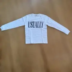 ホワイト 長袖カットソー M USUALLY