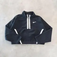 NIKE ナイキ フリース 古着 ハーフジップ ショート丈 XL 黒 16524