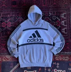 adidas アディダス プリント プルオーバー パーカー グレー XL