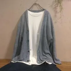 麻【BEAUTY&YOUTH】８分袖 カーディガン ブルー　ユナイテッドアローズ